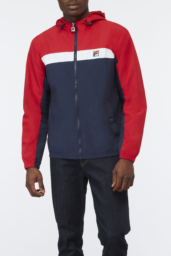 Fila Jacket Mens Red/Navy Clipper Wind - Ireland 20681-OPGN